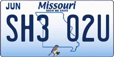MO license plate SH3O2U