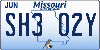 MO license plate SH3O2Y
