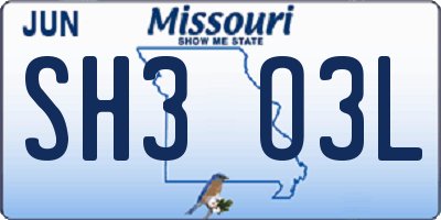 MO license plate SH3O3L