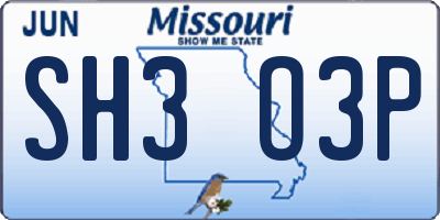 MO license plate SH3O3P