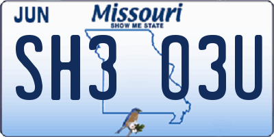 MO license plate SH3O3U