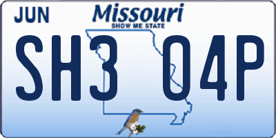 MO license plate SH3O4P