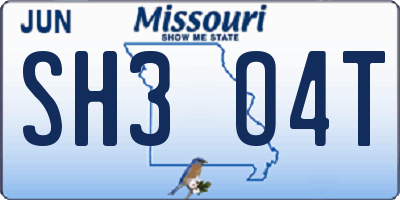 MO license plate SH3O4T