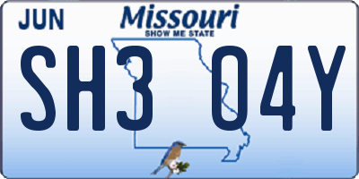 MO license plate SH3O4Y