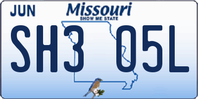 MO license plate SH3O5L