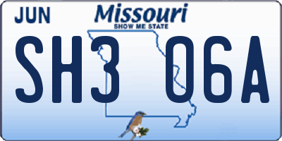 MO license plate SH3O6A