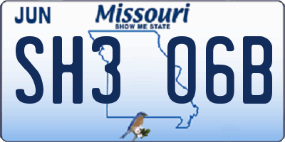 MO license plate SH3O6B