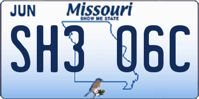 MO license plate SH3O6C
