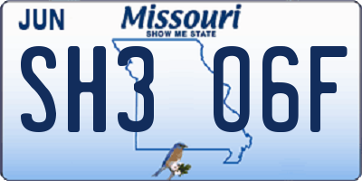 MO license plate SH3O6F