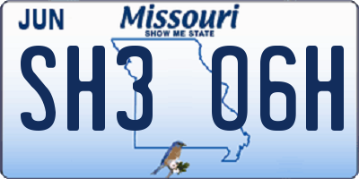 MO license plate SH3O6H