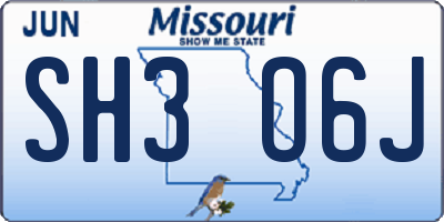 MO license plate SH3O6J