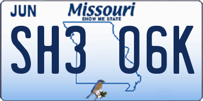 MO license plate SH3O6K
