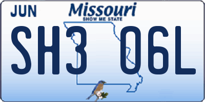 MO license plate SH3O6L
