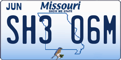 MO license plate SH3O6M