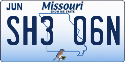 MO license plate SH3O6N