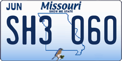 MO license plate SH3O6O
