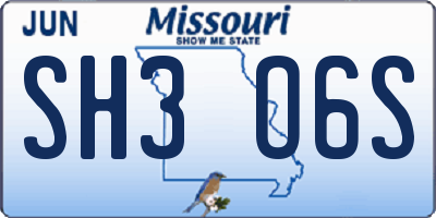 MO license plate SH3O6S