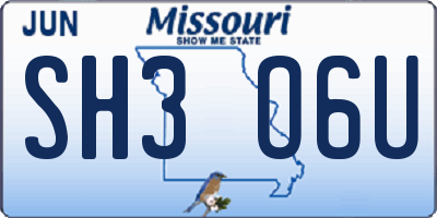 MO license plate SH3O6U