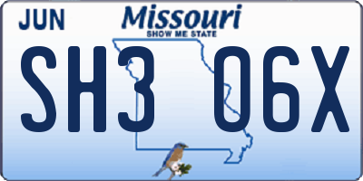 MO license plate SH3O6X
