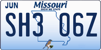 MO license plate SH3O6Z