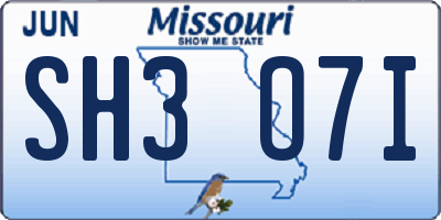 MO license plate SH3O7I