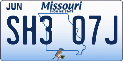 MO license plate SH3O7J