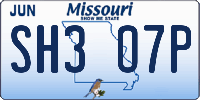 MO license plate SH3O7P