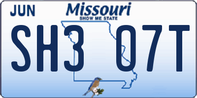 MO license plate SH3O7T