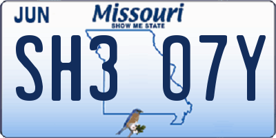 MO license plate SH3O7Y