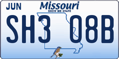 MO license plate SH3O8B