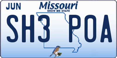 MO license plate SH3P0A