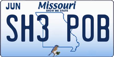 MO license plate SH3P0B