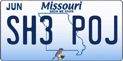 MO license plate SH3P0J