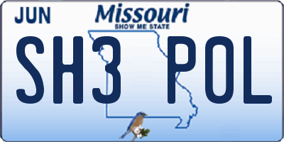 MO license plate SH3P0L