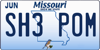 MO license plate SH3P0M