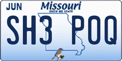 MO license plate SH3P0Q
