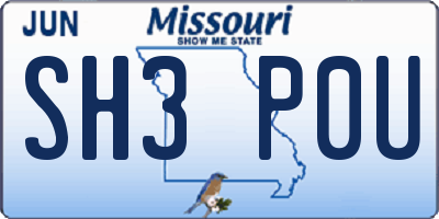MO license plate SH3P0U