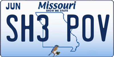 MO license plate SH3P0V