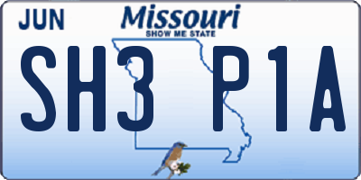 MO license plate SH3P1A
