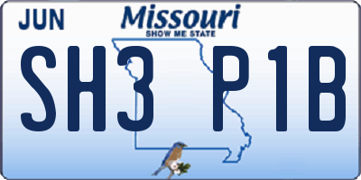MO license plate SH3P1B