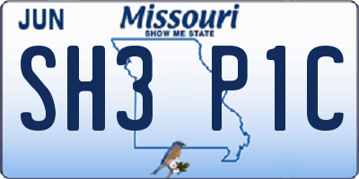 MO license plate SH3P1C
