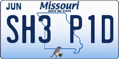 MO license plate SH3P1D