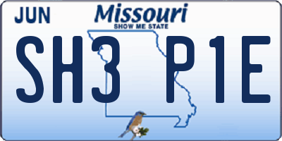 MO license plate SH3P1E