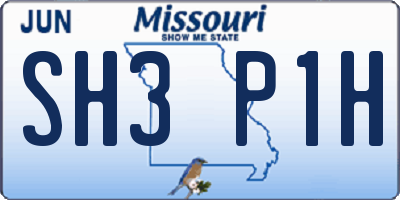 MO license plate SH3P1H