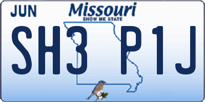 MO license plate SH3P1J