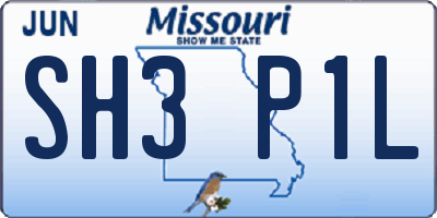 MO license plate SH3P1L