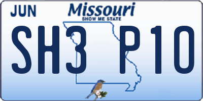 MO license plate SH3P1O