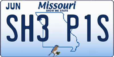 MO license plate SH3P1S