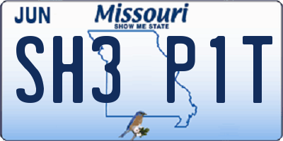 MO license plate SH3P1T