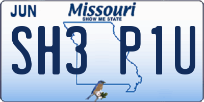 MO license plate SH3P1U